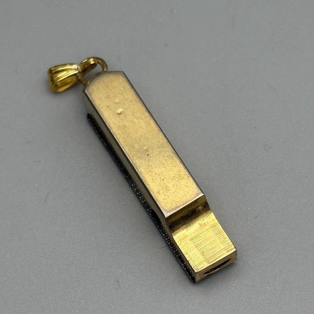 Vintage Whistle Pendant Gold Tone Enamel Floral Boho Festival RARE - Picture 6 of 10